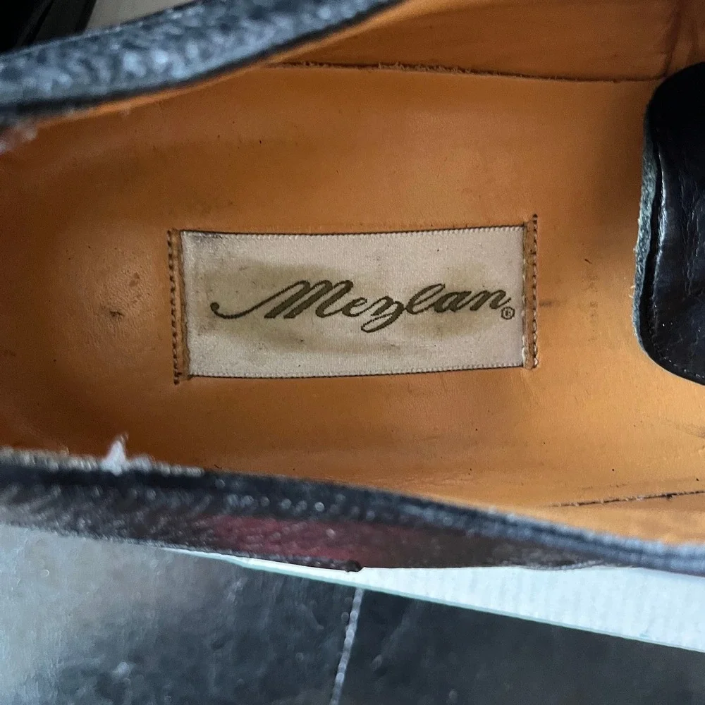 Vintage Mezlan Marque‎ Black Cap Toe Wingtip Oxfords